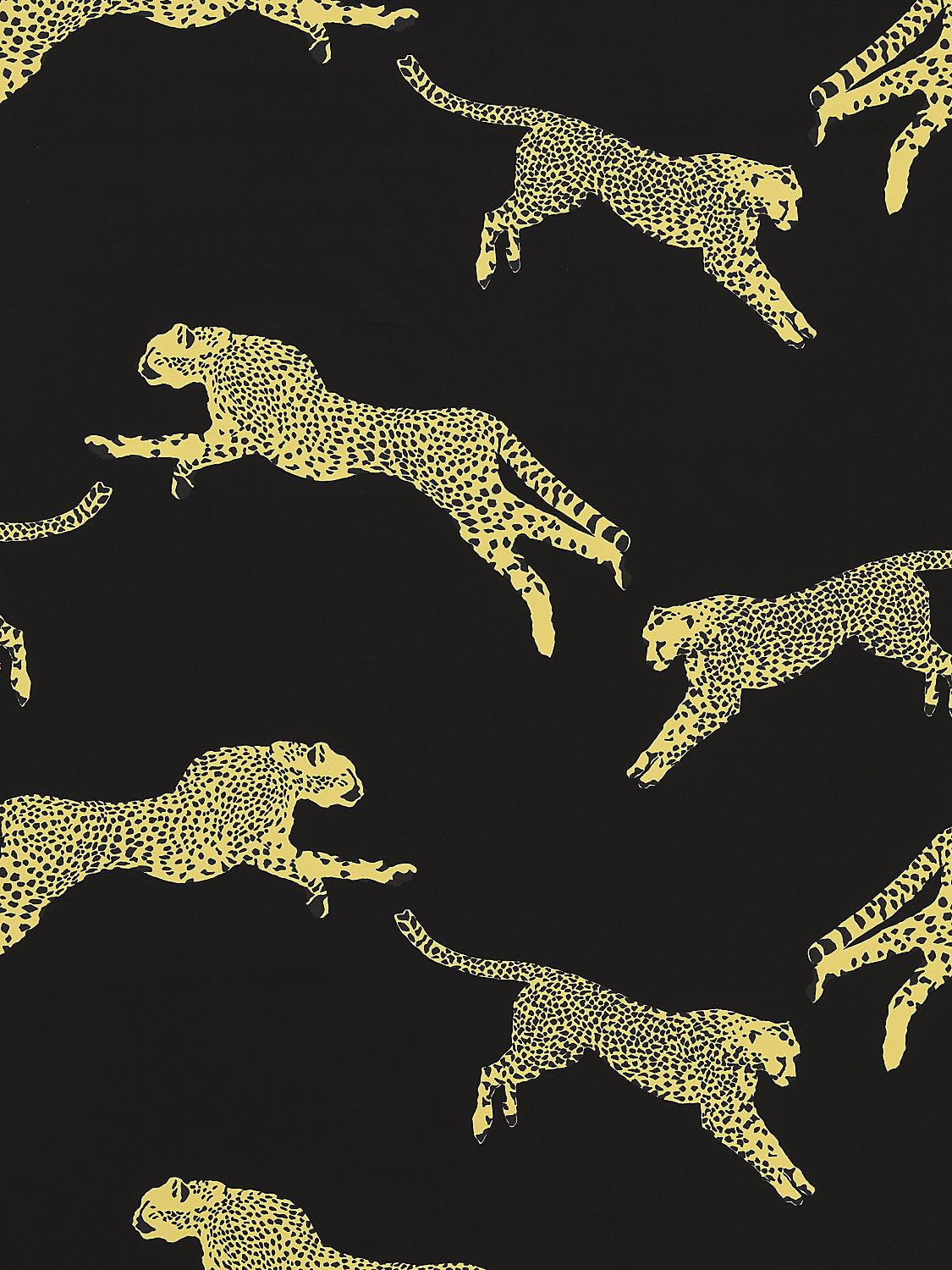 LEAPING CHEETAH COTTON PRINT BLACK MAGIC - Atlanta Fabrics