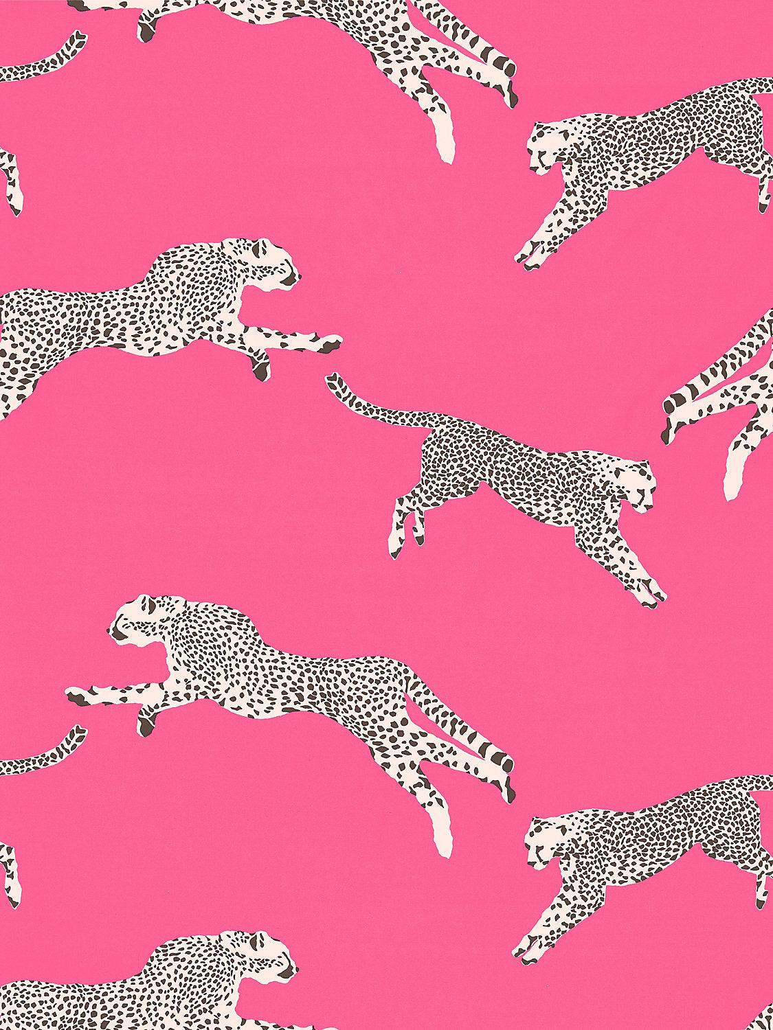 LEAPING CHEETAH COTTON PRINT BUBBLEGUM - Atlanta Fabrics