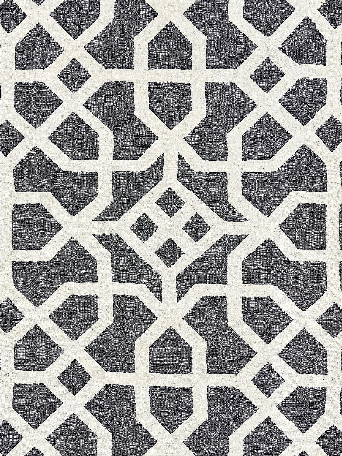 LINEN LATTICE INDIGO & GREIGE - Atlanta Fabrics