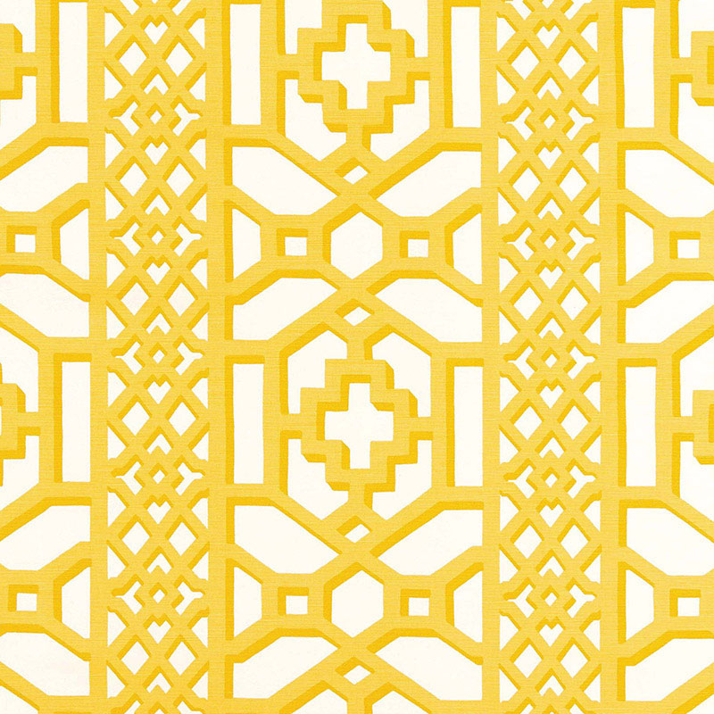 ZANZIBAR TRELLIS CHINTZ CANARY