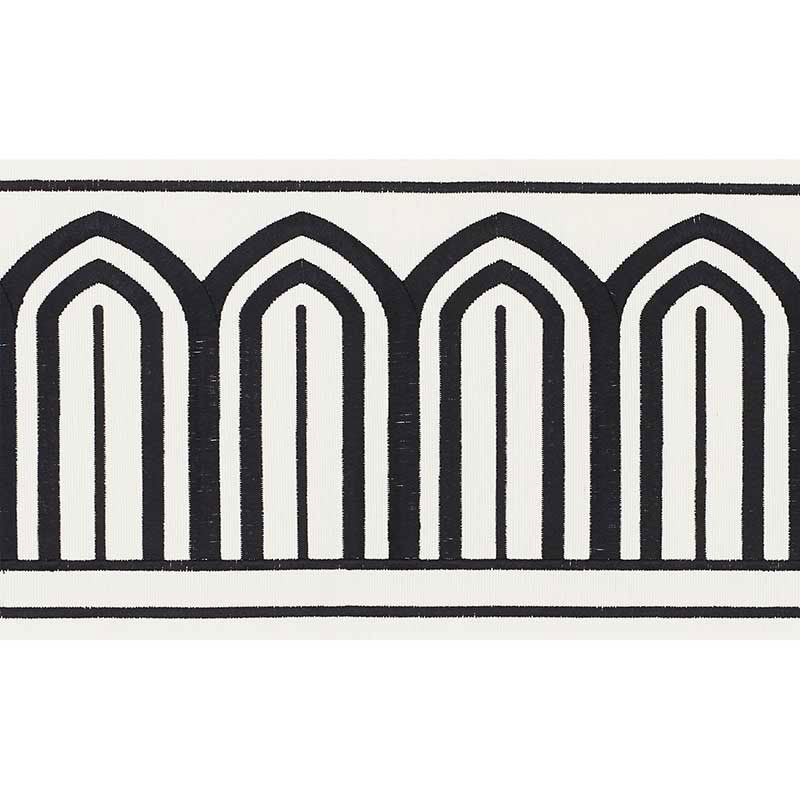 ARCHES EMBROIDERED TAPE WIDE BLACK ON WHITE