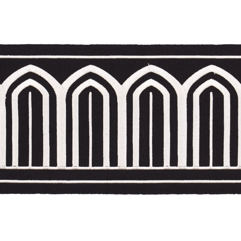 ARCHES EMBROIDERED TAPE WIDE WHITE ON BLACK