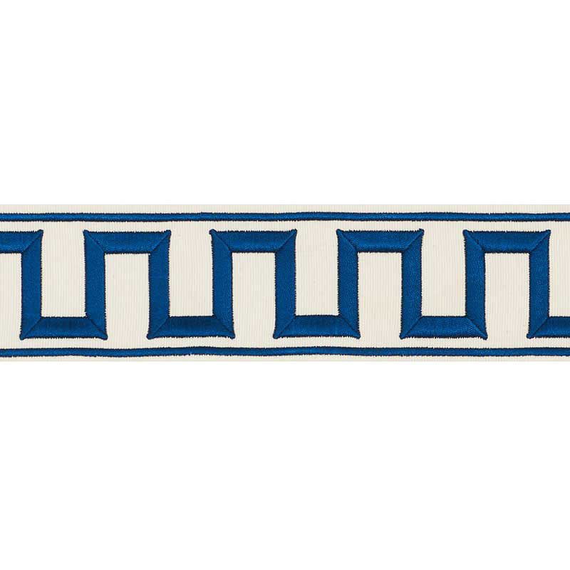 GREEK KEY EMBROIDERED TAPE BLUE