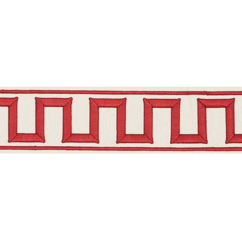 GREEK KEY EMBROIDERED TAPE RED