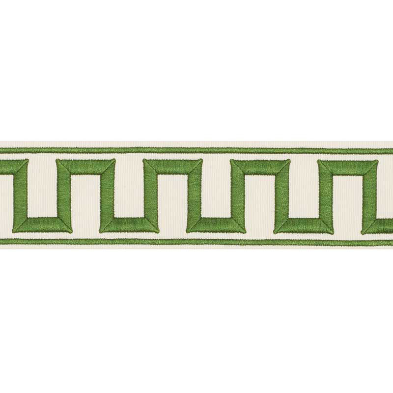 GREEK KEY EMBROIDERED TAPE GREEN