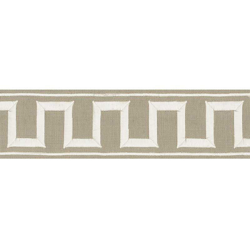 GREEK KEY EMBROIDERED TAPE TAUPE