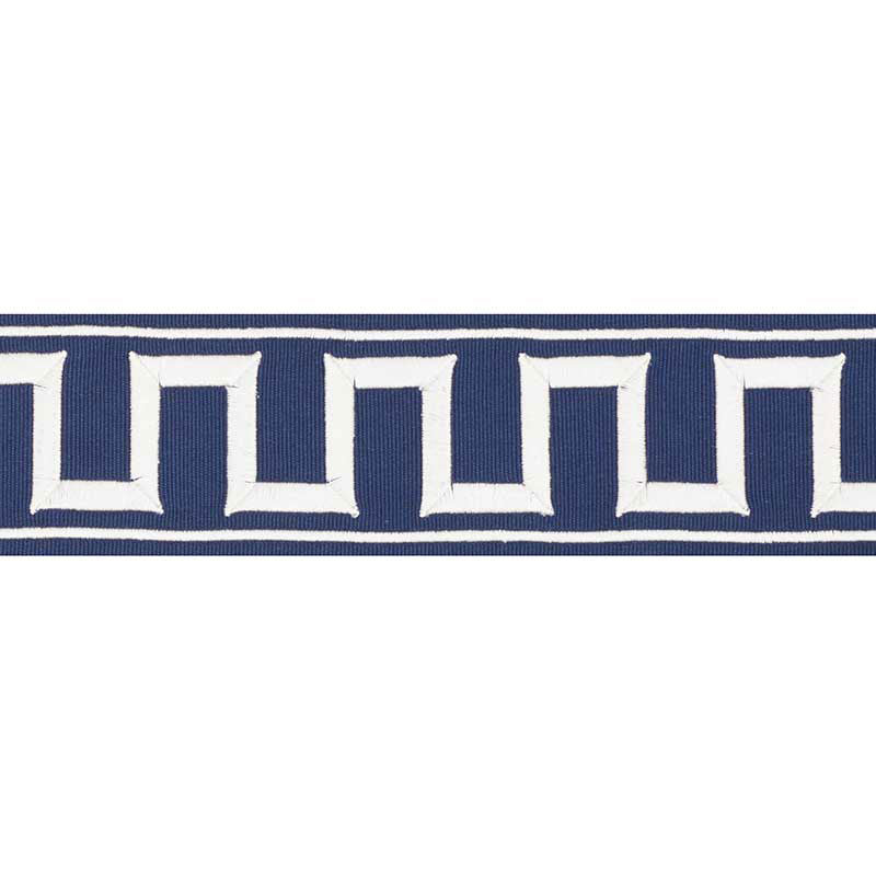 GREEK KEY EMBROIDERED TAPE MARINE