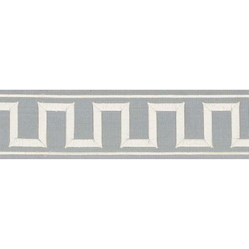 GREEK KEY EMBROIDERED TAPE SKY