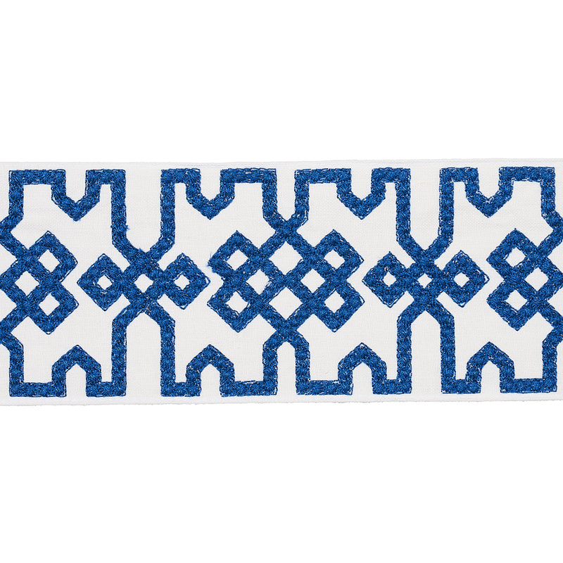 Knotted Trellis Tape   BLUE ON WHITE
