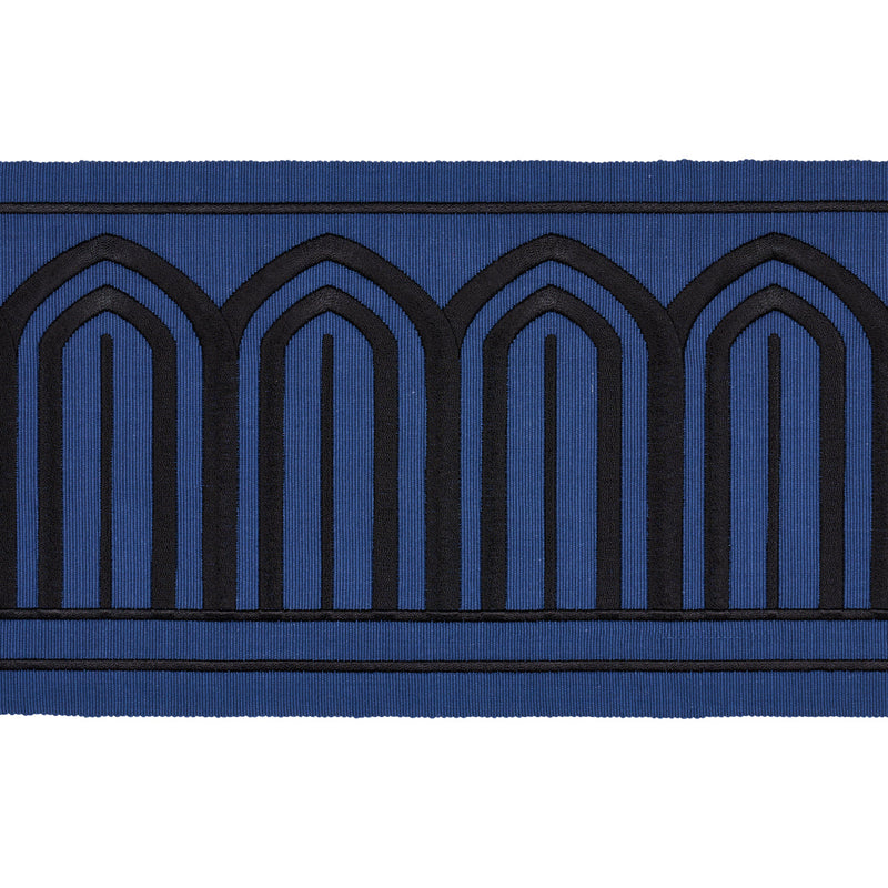 ARCHES EMBROIDERED TAPE WIDE BLACK ON NAVY