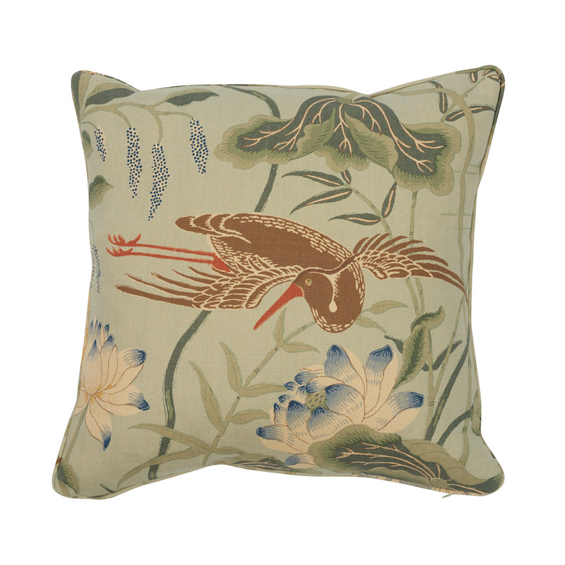 Lotus Garden Pillow Aqua