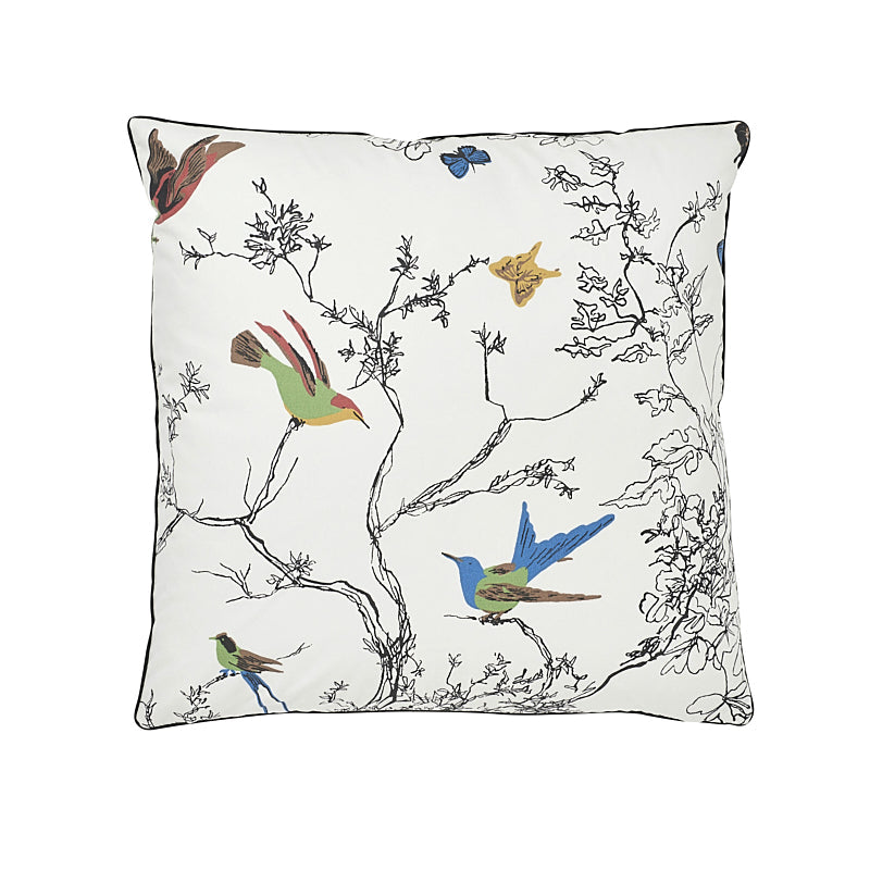 Birds & Butterflies Pillow Multi on White