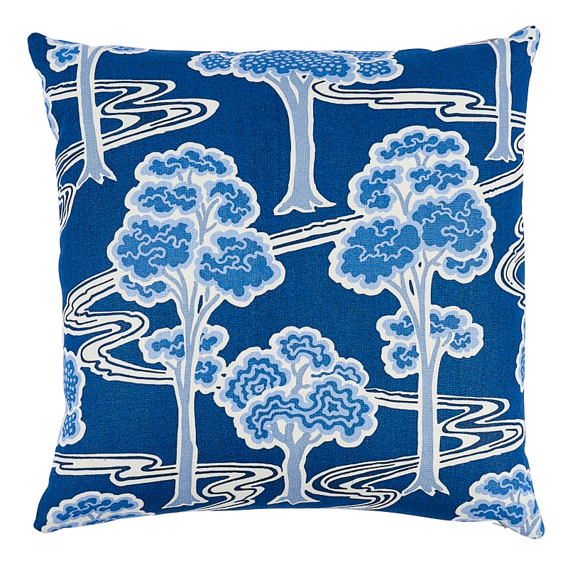 Tree River Pillow Blue & White