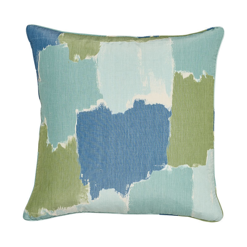 Colorblock Ikat Pillow Aqua