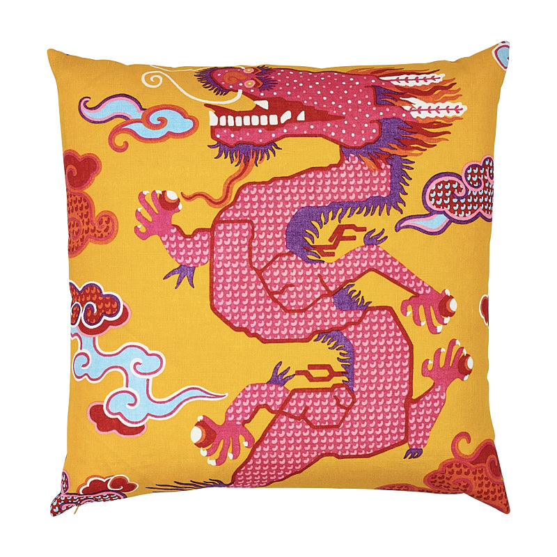 Magical Ming Dragon Pillow Yellow & Red