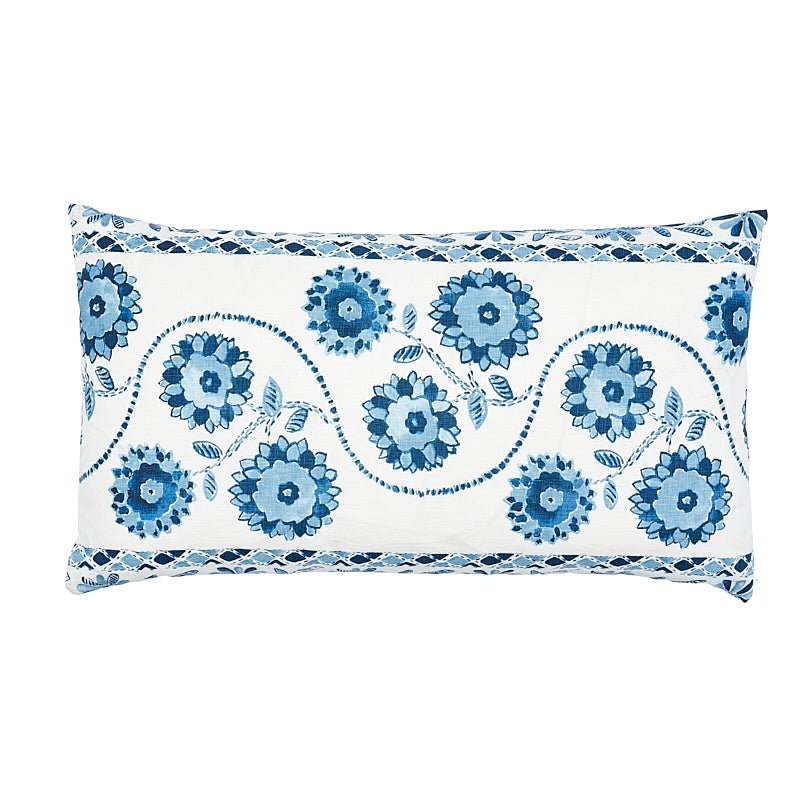 Zinnia Handmade Print Pillow Blue