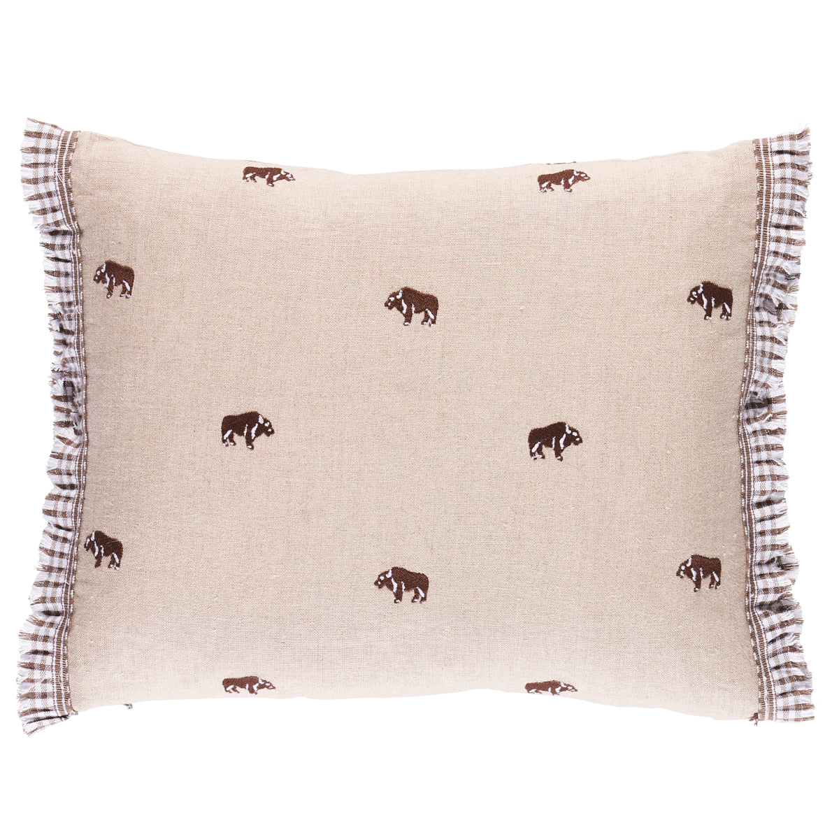 Buffalo Embroidery Pillow Natural