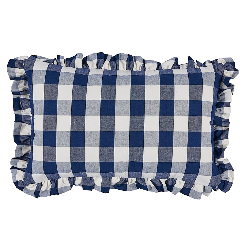 Camden Cotton Check Pillow Navy