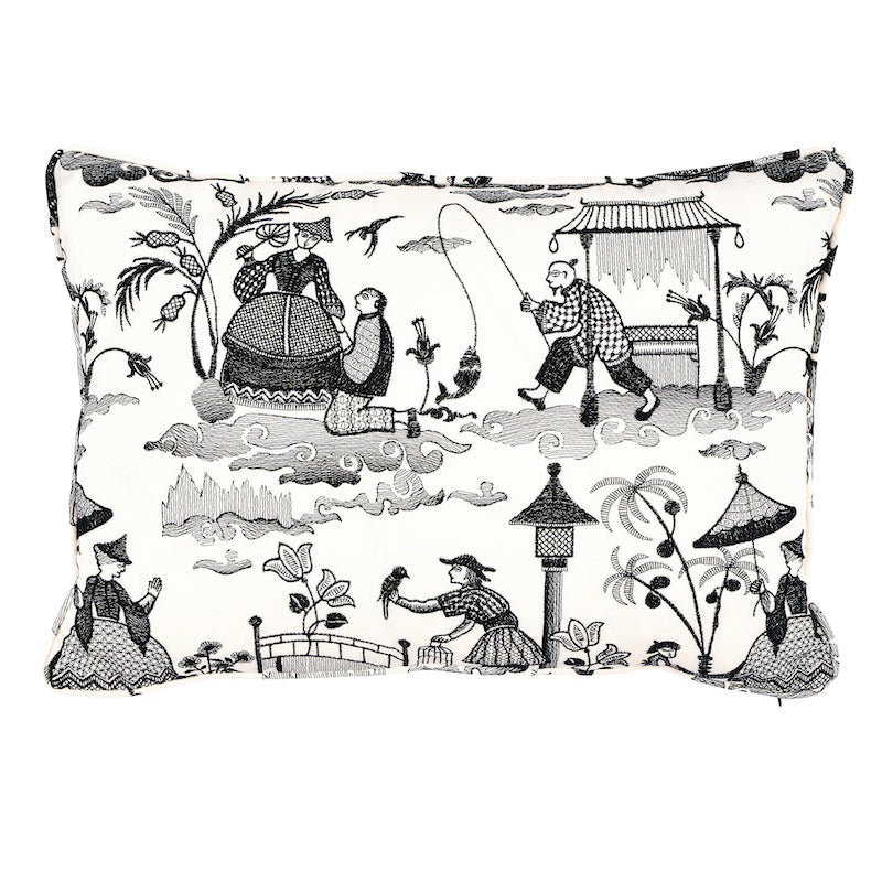 Bassano Toile Pillow Black