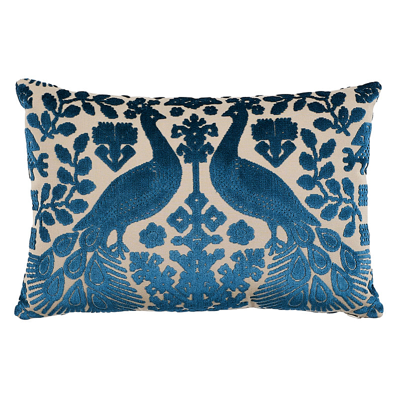 Pavone Velvet Pillow Peacock & Sand