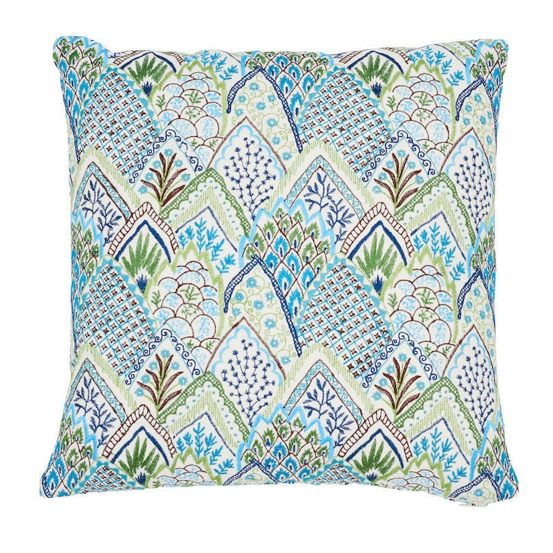 Albizia Embroidery Pillow Blue & Green