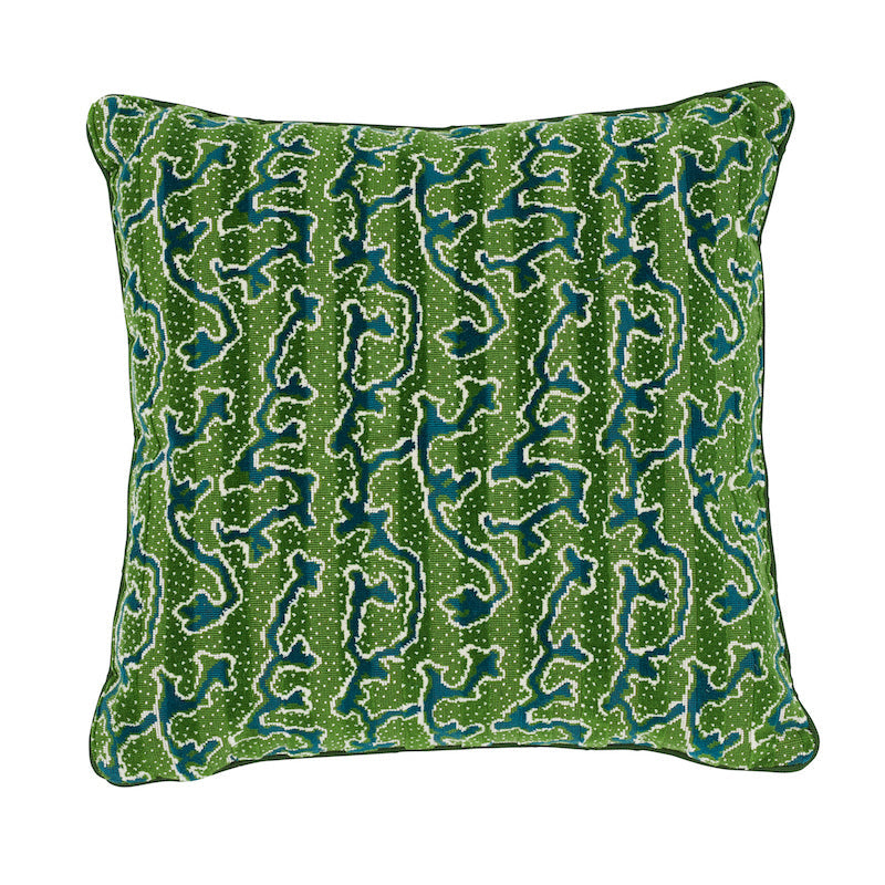 Corail Velvet Pillow Emerald Green