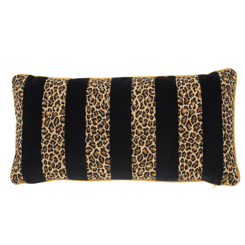 Guepard Stripe Velvet Pillow Black