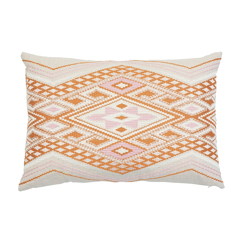 Bayeta Embroidery Pillow Pink & Orange