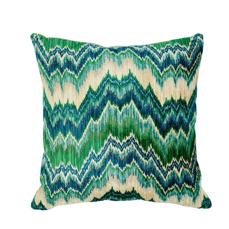 Bezique Flamestitch Pillow Blue & Green