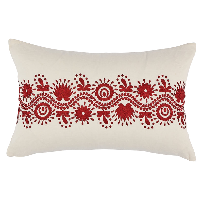 Theodora Embroidery Pillow Red