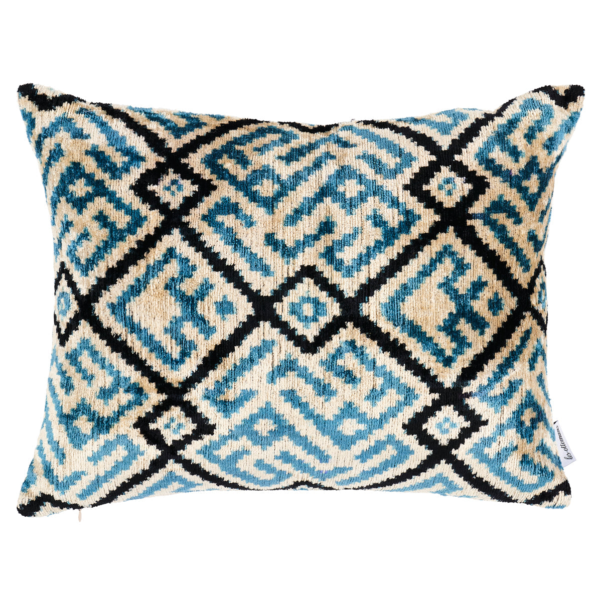 Edirne Silk Velvet Pillow Sky & Black