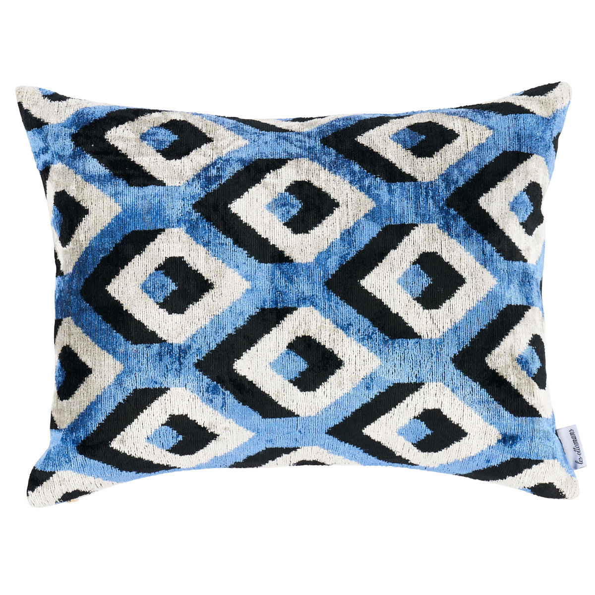 Mersin Silk Velvet Pillow Blue & Black